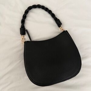 Black Braided Top Handle / Crossbody Bag